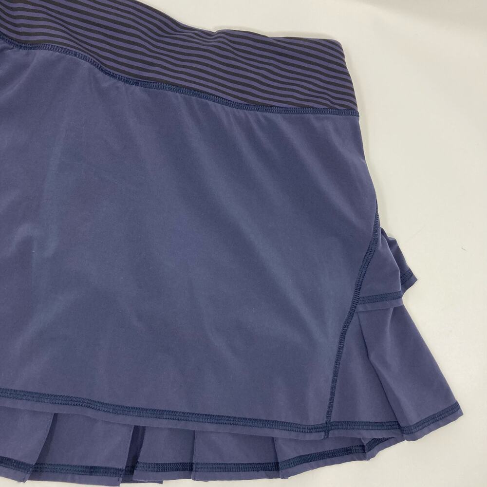 Lululemon Run Pace Setter Skirt Skort Ruffle Tennis Golf Sz 2 Stripe Cadet Blue - Picture 16 of 16